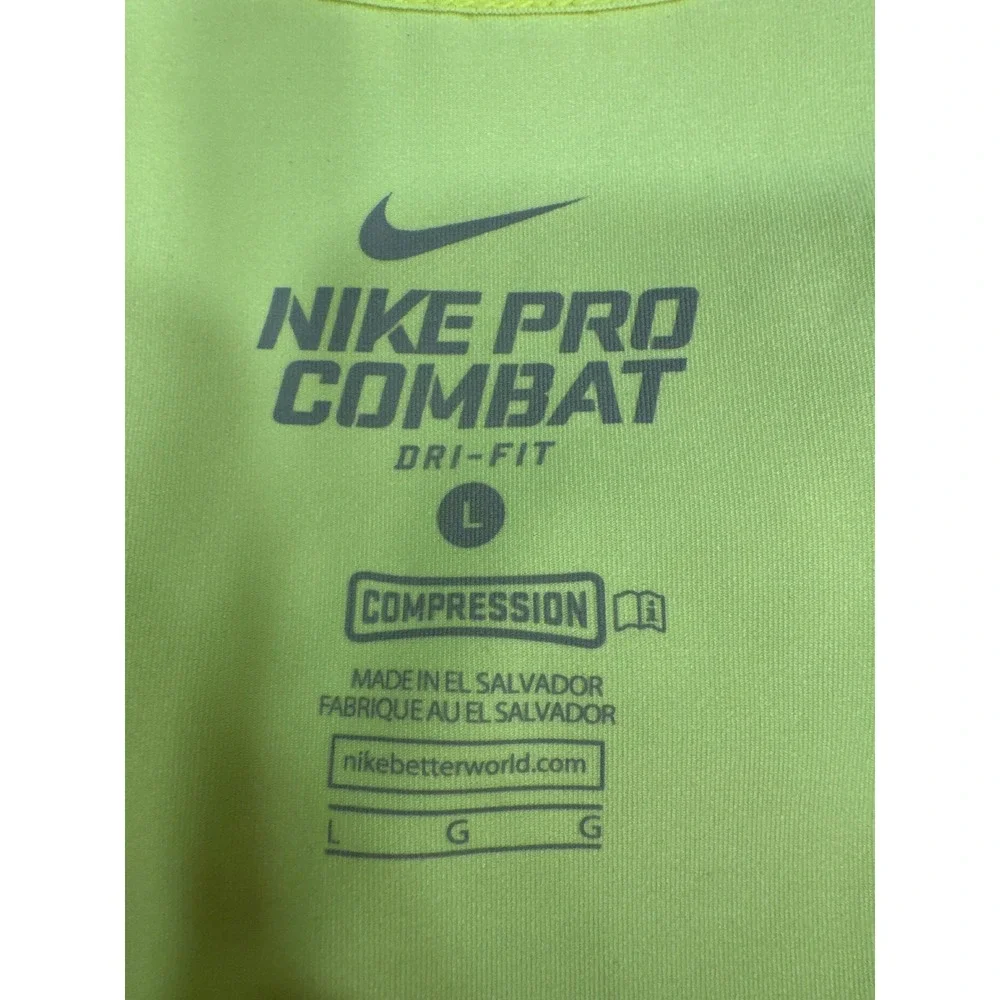 Nike Pro Combat Dri-FIT Compression Tank Top Neon Yellow Womens Large Sleeveless